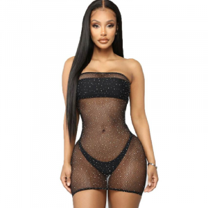 Queen Lingerie - Netzkörperkleid Mit Diamanten S/L