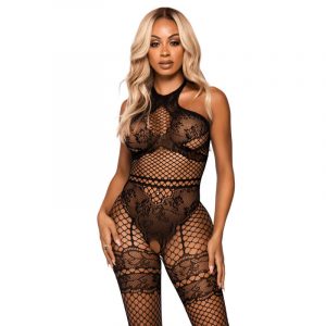 Leg Avenue - Net Halter Bodystocking Eine  - Schwarz