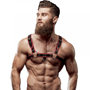 Fetish Submissive Attitude - Brustgeschirr Aus Eco-leder Für Herren Schwarz/rot