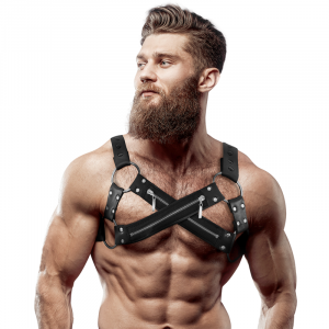 Fetish Submissive Attitude - Verstellbarer Neopren-cross-over-brustbulldoggengeschirr Mit Reissverschlüssen Für Mnner