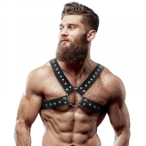 Fetish Submissive Attitude - Crossover-brustgeschirr Aus Öko-leder Für Herren Mit Nieten