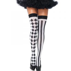 Leg Avenue - Schwarz/weioe Arlequin Hohe Socken