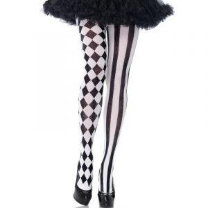 Leg Avenue - Schwarz/weioe Harlekin-strumpfhose