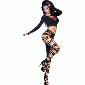 Chilirose - Cr 3654 Top & Leggins Schwarz