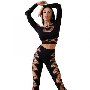 Chilirose - Cr 4436 Top & Leggins Schwarz S/L