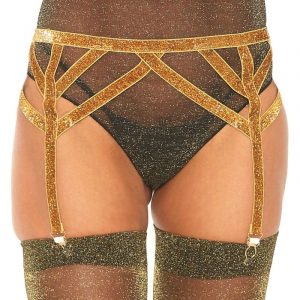 Leg Avenue - Elastischer Strumpfgortel Aus Lurex, Eine Grosse