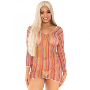 Leg Avenue - Zigzag Multicolor Minikleid, Eine Grosse