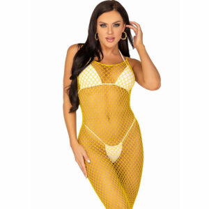 Leg Avenue - Langes Netzkleid Gelb Eine Größe