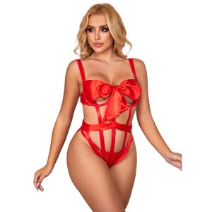 Subblime - 954468 Sexy Durchbrochener Body Mit Schleife Rot
