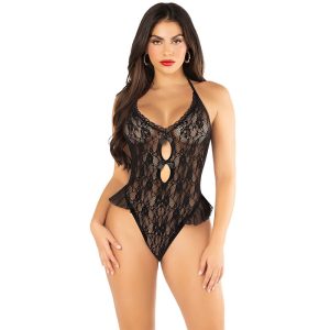 Leg Avenue - Body Mit Schleife Und Rüschen Schwarz Einheitsgrösse