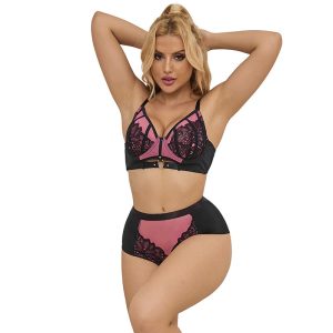 Subblime - 955588 Rosa Lackleder Mesh Zipper Bh Set L/XL