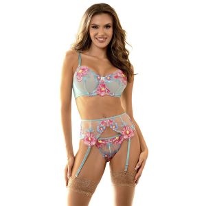 Subblime - 957643 Bh- Und Strumpfgürtel-set Mit Blumenstickerei Rosa