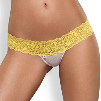 OBSESSIVE PACK TANGA + SHORTIES LACEA AMARILLO Y BLANCO