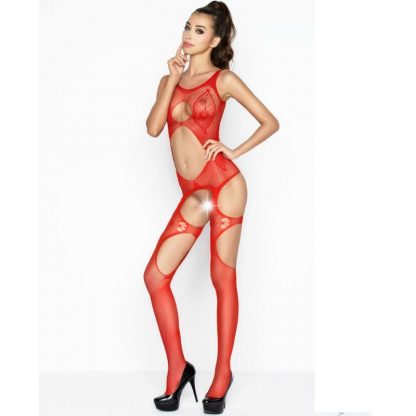 PASSION WOMAN BS039 BODYSTOCKING ROJO TALLA UNICA