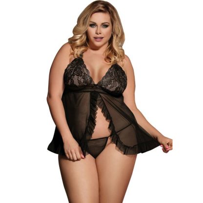 SUBBLIME QUEEN PLUS BABYDOLL ABIERTO NEGRO