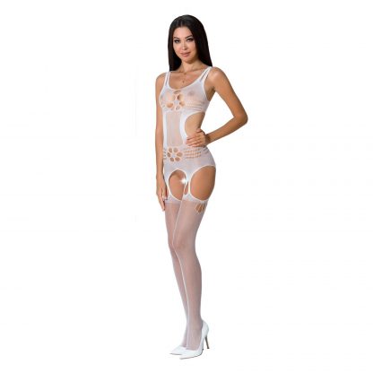 Passion Woman Bs066 Bodystocking Blanco Talla Unica