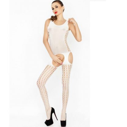 Passion Woman Bs029 Bodystocking Blanco Talla Unica