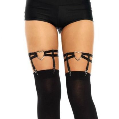 Leg Avenue – Ligas Dobles Elasticas Con Corazon Talla Unica