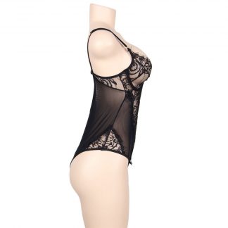 SUBBLIME QUEEN PLUS TEDDY DISEoO FLORAL Y FLEQUITOS NEGRO