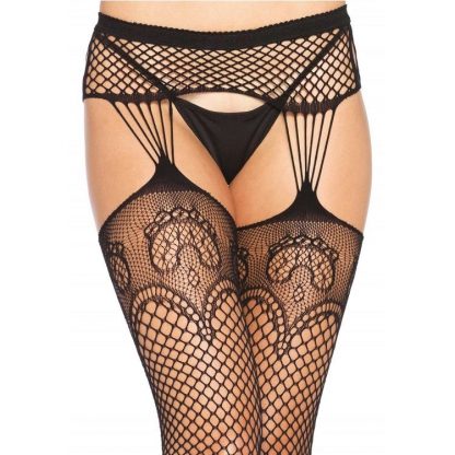 Leg Avenue Medias En Red Con Ligueros Talla Unica - Imagen 2