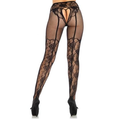 Leg Avenue Medias Altas Con Abertura Trasera Diseno Floral Talla Unica - Imagen 2
