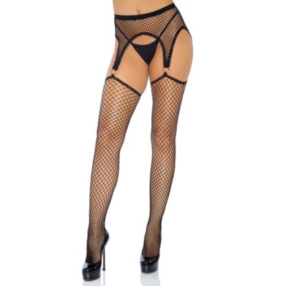 Leg Avenue Industrial Medias – Liguero Con Anillas Cuerpo De Red Talla Unica