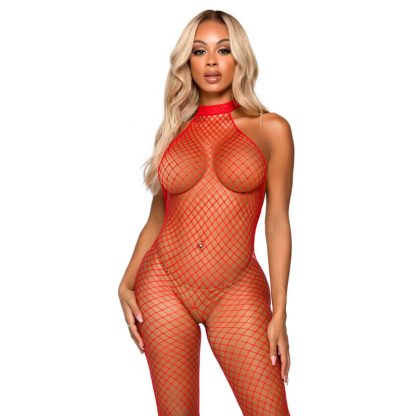 LEG AVENUE BODYSTOCKING CUELLO RACER TALLA UNICA – Rojo