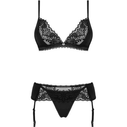 Obsessive - Maderris 3-pcs Set Sujetador, Tanga y Liguero - Imagen 5