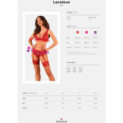 Obsessive - Lacelove Set Tres Piezas Rojo - Imagen 7